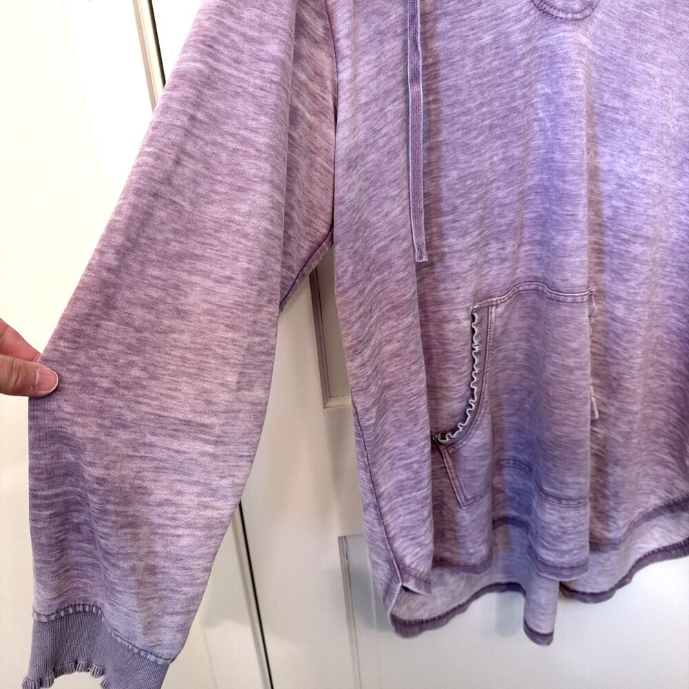 Jane & Delancey Womens Hoodie 1X Heathered Burnout Purple Ruffled Long Sleeve - Picture 2 of 13